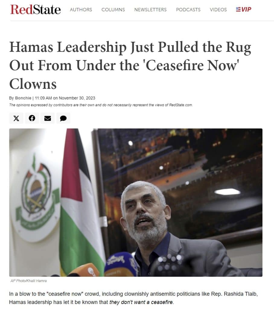 RedState: Hamas Leadership Just Pulled the Rug Out From Under the 'Ceasefire Now' Clowns