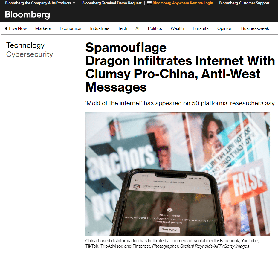 Spamouflage Dragon Infiltrates Internet With Clumsy Pro-China, Anti-West Messages
