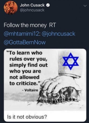 John Cusack Antisemitic posts